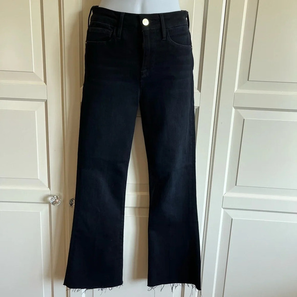 Frame Le Crop Mini Boot Black size 26  Raw Hemline Streetwear Edgy. NWOT - Picture 7 of 17